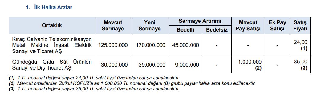 Halka Arz Onayları